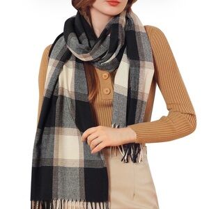 Plaid Fringe Scarf